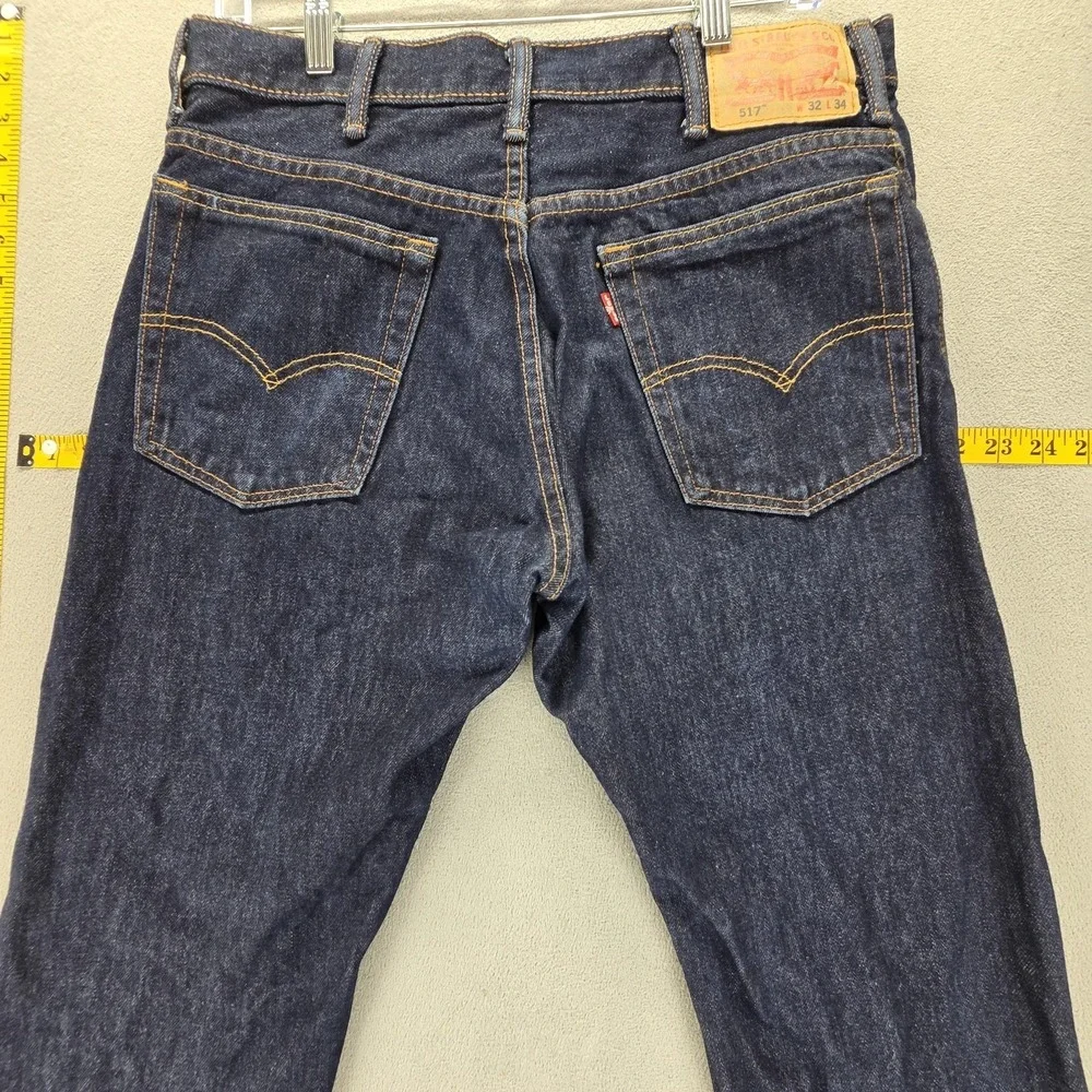 Levis 517 Jeans Mens 32x34 Blue Dark Wash Bootcut Zip Fly Regular Fit Denim